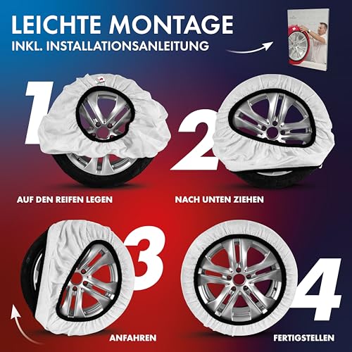 Walser Premium Textile Schneeketten nach EU Norm 16662-1 homologiert, Qualitätssieger Sehr Gut*, 2er Set Textilschneekette Snow Sock, Anti-Rutsch Auto Schneeketten, Car Snow Chains weiß L