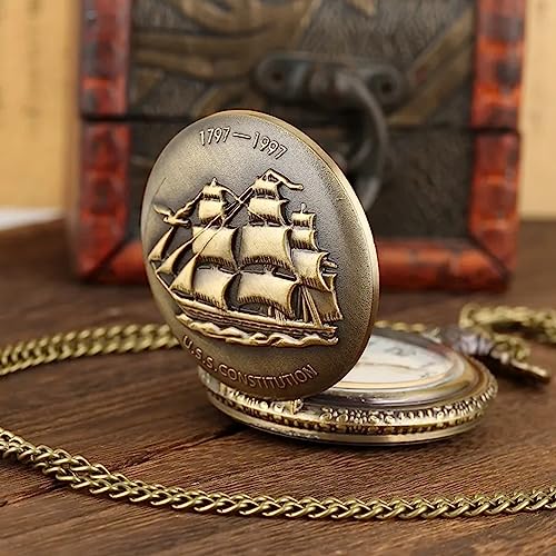 ZALTAS Retro bronze vela lona barco navio quartzo relógio de bolso colar fob relógio pingente relógi