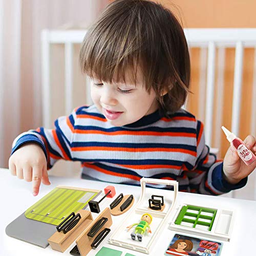 Omotiya 3-6 Years Old Little People House, Toddler Diy Miniature Dollhouse Kit With Furniture, Little People Dollhouse, Pretend Play Mini Toddler Dollhouse Kit Wooden Toys, Great Gift For Kids #TOP6
