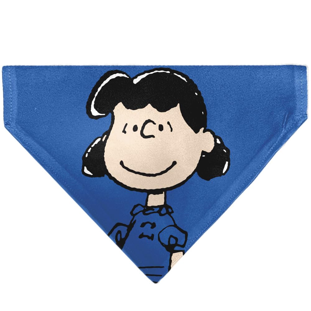 Peanuts Pet Bandana Lucy Van Pelt Smiling Face Pose Blue Slip On Collar Bandana Only