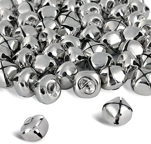 Jingle Bells, 1 Inch Craft Bells Bulk DIY Bells for Christmas Festival Decoration Home Decoration, 50pcs, Silver