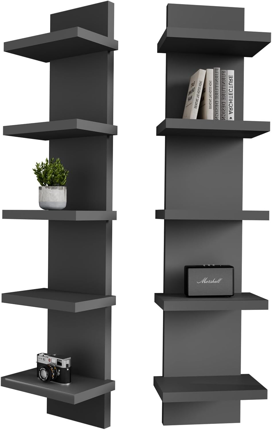 5 Tier Wall Shelf Unit, Black Versatile Lack Wall Shelf, Display Floating Shelves for Bedroom Bathroom Home Decor Organizer