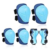 GIEMIT Ellenbogenschützer Knieschoner Kinder mit Geschenkbox Protektoren Knieschutz Sport Schoner Inliner Blau