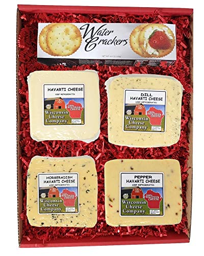 WISCONSIN CHEESE COMPANY S -100% Wisconsin Cheese Big Classic Havarti Specialty Cheese & Cracker Gift Box. A Snack or Food Gift, Cheese Gift, Birthday Cheese Gift, Family and Friends Gift to Send. Cheese Assortment and Cheese Sampler - Cheese Board Assortment
