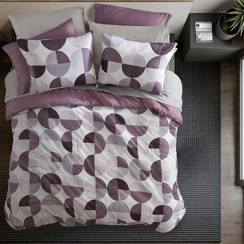 Comforter Set with Sheets King Size Geometric Bed in a Bag, Purple by Regency Heights - Used condition - Image 4