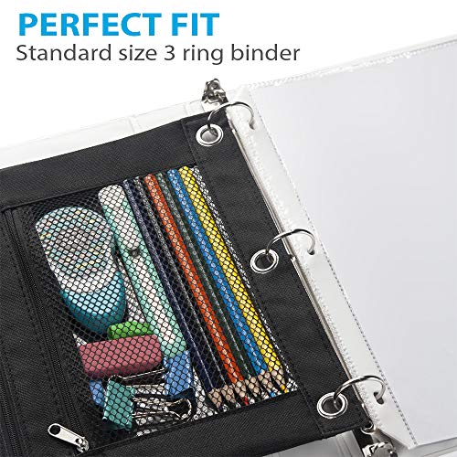 Sooez Binder Pouch, 2 Pack Pencil Pouch 3 Ring Fabric Pencil Pouches Black Pencil Case Pencil Bags,Pencil Bags With Zipper, Zippered Pencil Pouch For 3 Ring Binder (Black) #TOP1