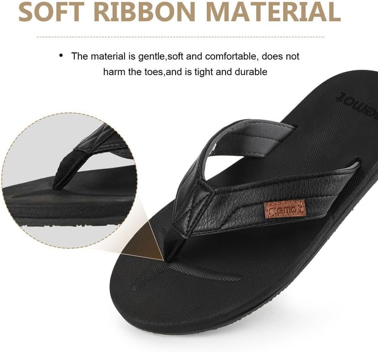riemot Men's Flip Flops, Quick-Dry Beach Sandals with Arch Support, Non-Slip Lightweight Thong Sandals for Pool, Shower, Vacation and Summer Casual Wear US9-13