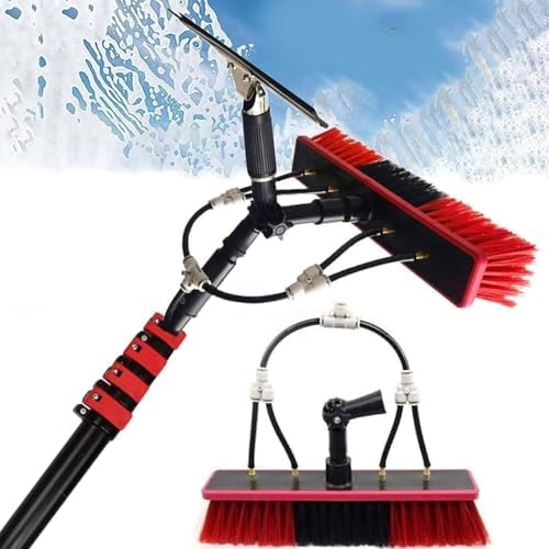 12-36FT Roof Squeegee Washing Kit - Water-fed Telescopic Brush & Window Cleaner Pole for Solar Panel Conservatory & Long Reach Cleaning Equipment