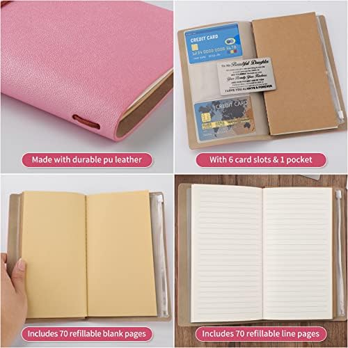 PRSTENLY Daughter Gifts, Pink Leather Journal+Wallet Card+Key Ring Proud of You Gifts for Daughter on Birthday Christmas Wedding Day Valentines from Mum, 16th 18th Encourage Birthday Gifts for Girls
