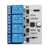 5V USB-C UART Relay Module with Optocoupler Isolation, 220V 10A Load Control - Free USB-C & Dupont Cables