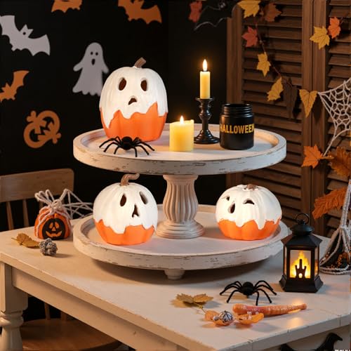 Halloween Decorations,Gentle Up Ghost Pumpkin Decorations Set of three,Cute Halloween Decor Indoor for Kitchen Tabletop Mantel Occasion Residence Decor - Image 6