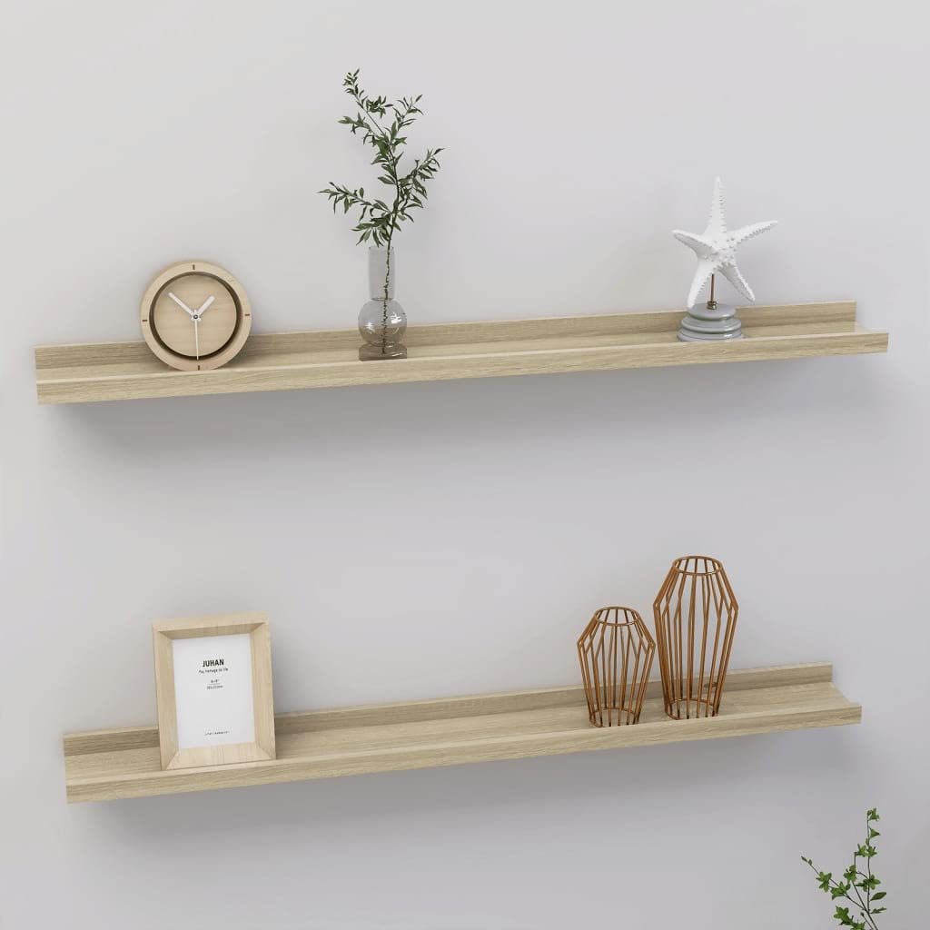YUANCHUTOP Picture Display Wall Ledge Shelf, 2 Set Floating Shelves 80x9cm Long Easily Mounted Wall Shelves For Living Room, Bathroom & Kitchen - Brown