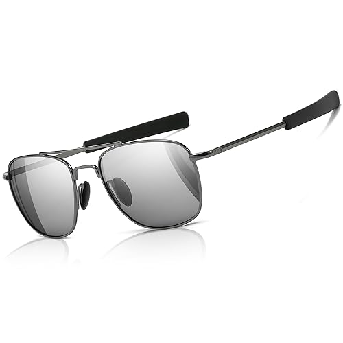 SUNGAIT Men's Military Style Polarized Pilot Aviator Sunglasses Bayonet Temples