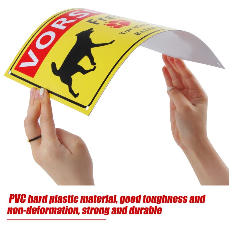 BETESSIN Vorsicht Freilaufende Hund Schild Warnschild Hund 30x20cm Hinweisschilder mit 5mm Bohrlöcher Schilder PVC Hart-Plastik Wetterfest & UV-beständig Schild Gelb