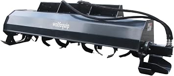 72" Rotary Tiller Hydraulic Skid Steer Attachments Cultivator Garden Lawn with 36Pcs 7" Blade Heavy Duty Quick Attach, US Stock