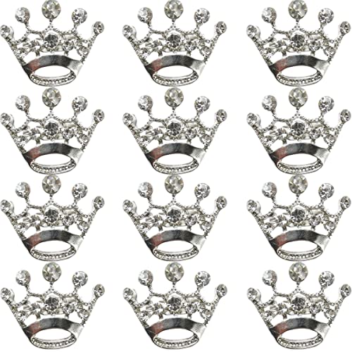 GXXMEI 12PCS Tiara Crown Brooch Pin Wedding Party Pageant Brooch (Silver)