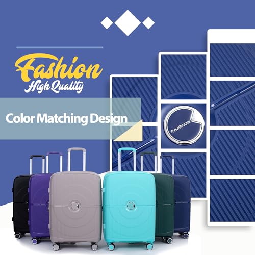 Expandable Hardshell Suitcase Double Spinner Wheels PP Luggage Sets Lightweight Durable Suitcase with TSA Lock,3-Piece Set (20/24/28),Navy3