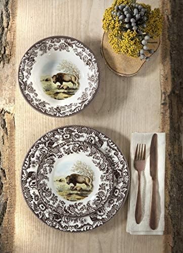 Miniatura 2 de Spode Woodland Ascot - Cuenco para cereales, bisonte, 8 pulgadas, perfecto para avena, ensaladas y postres, fabricado en Inglaterra con loza fina,