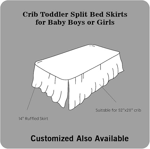 Miniatura 5 de Falda de cama de cuna, con volantes de polvo, 100% algodón natural, falda de cama dividida, accesorio de ropa de cama para bebé, niños y niñas, ropa