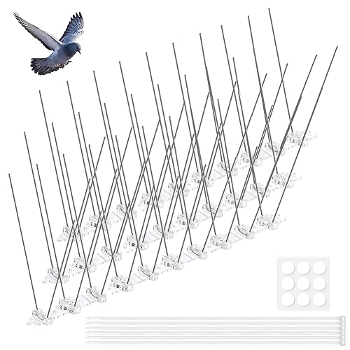 OFFCUP Taubenabwehr Spikes, 75cm Edelstahl Vogelabwehr Spikes Balkon, Taubenspikes Edelstahl Vogelschutz Spikes und Vogelschreck Taubenschutz für Balkon Dach Zaun Garten Fenster