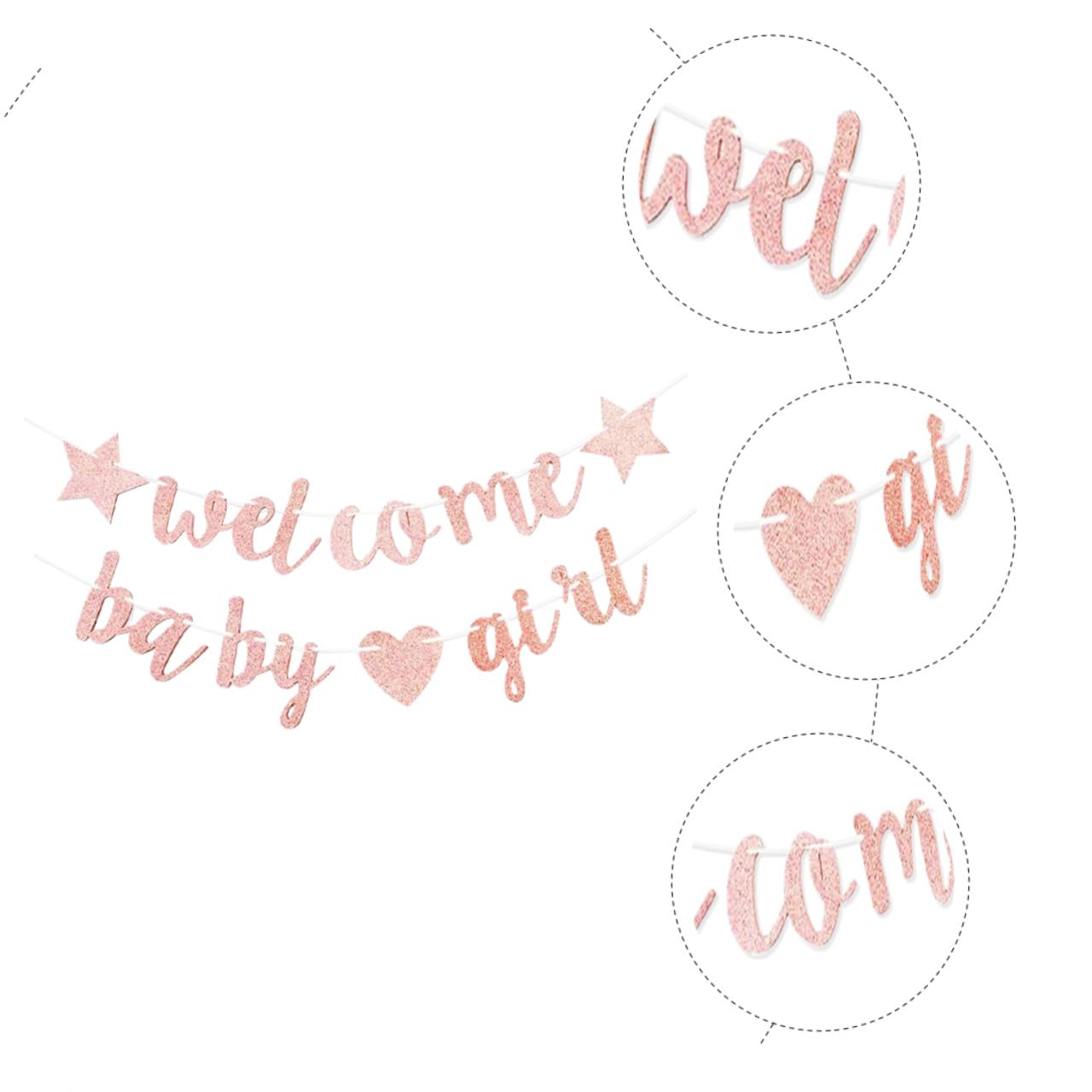 Abaodam 5 Piezas Arte para Fiesta De Bebé con Leche Brillo Bienvenido Bebe Pancarta De Fiesta De Cumpleaños Banner De Fiesta De Revelación De Género Ducha De Niña Bebita Papel Amar