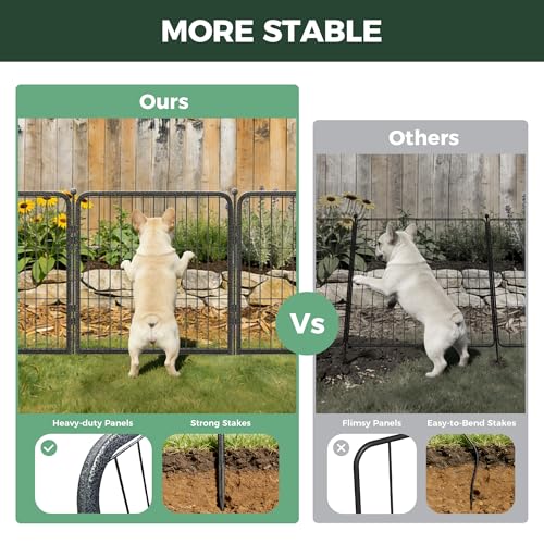 Image of FXW Garden Fence Outdoor for the Yard - 24in(H) x 30.4ft(L) Heavy Duty Metal Animal Barrier for Dog, No Dig Decorative Dog Fence, 16 Panels, Silver