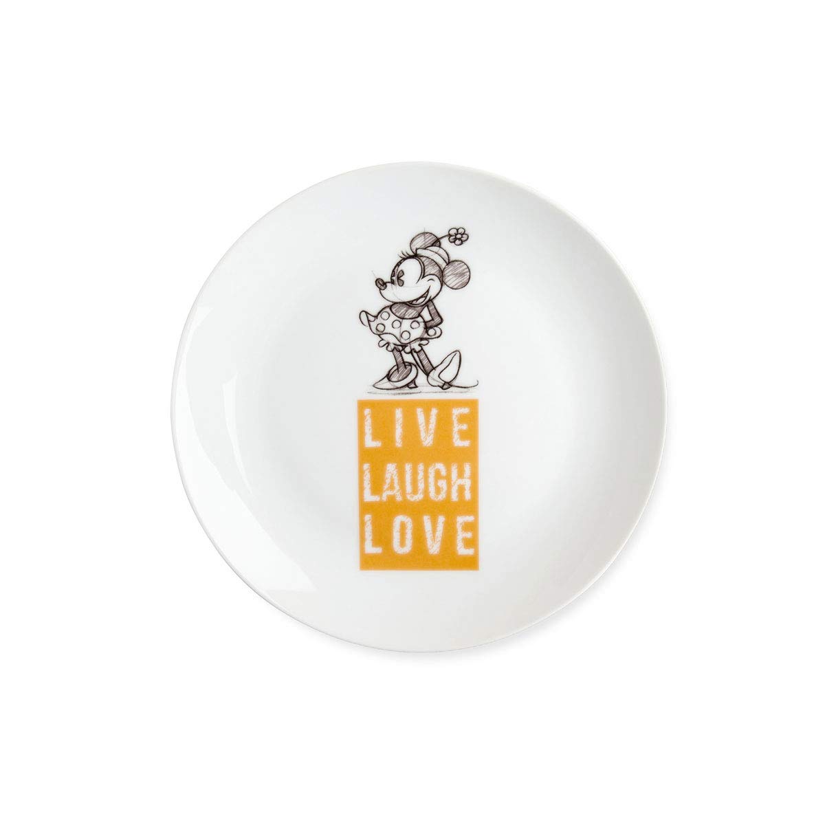Egan Minnie Live Laugh Love Dessert Plate, Orange, Multi-Colour, Small