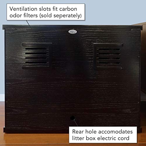 image for THE REFINED FELINE Cat Litter Box Enclosure Cabinet, Modern, Black Esp