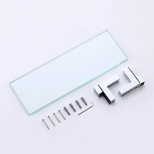 Miniatura 14 de KES BGS3201S35 - Estante de vidrio templado para baño, 14 pulgadas, 0.315 in de grosor, montaje en pared rectangular, soporte de cromo pulido,