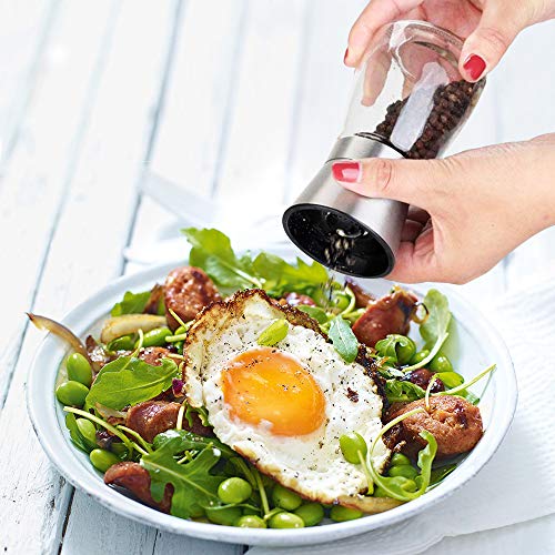 Image of Yugefom Salt and Pepper Grinder Set - Premium Stainless Steel Mills with Adjustable Coarseness - Salt Grinders and Pepper Shaker Mills Set of 2