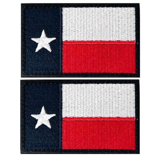 Harsgs 2PCS Texas State Flag Patches, Hook & Loop TX