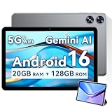 Android Tablet 10 Inch, 2025 Android 15 Tablet for Kids Adults, Octa-Core, 12GB RAM 128GB Storage 1TB Expandable, Dual Cameras 8MP 2MP, Split Screen, 6000mAh GPS Dual Speakers Face Unlock WiFi- Gray