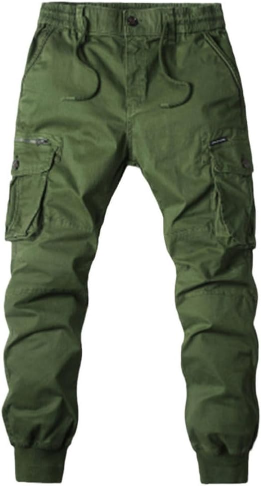 Men's Military Tactical Cargo Pants Washed Streetwear Overalls, Casual Beam Leg Trousers with Multi-Pockets