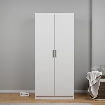 Kardelen Series 80 Cm Matte White 2 Door 4 Shelf Dress Cabinet