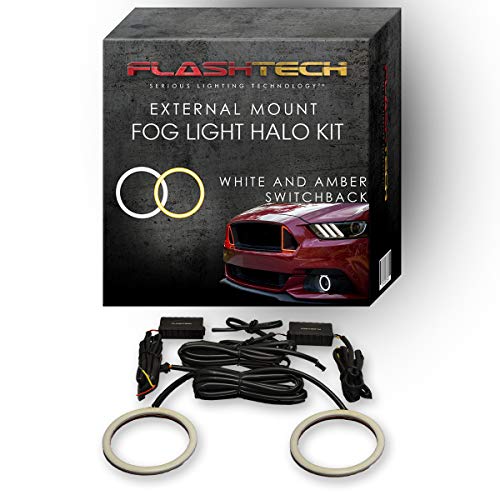 FLASHTECH for Ford Escape 07-09 External Waterproof White & Amber Switchback LED Halo Ring Fog Light Kit