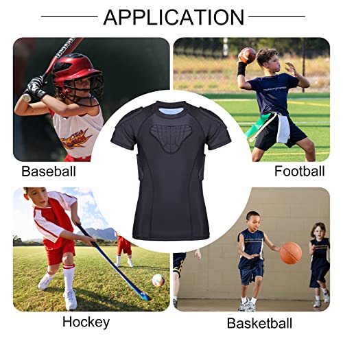 Tuoyr Youth Padded Football Shirt Chest Rib Protector Baseball Youth Padded Compression Shirt For Shoulder Heart Guard Sternum Protective Boys Kids Back Breathable Undershirt For Basketball Rugby #TOP6