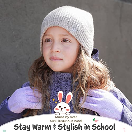 Image of Rahhint Kids Winter Gloves for Boys Girls Children Toddler Thermal Wool Knit Gloves with Insulated Fleece Lining Keep Hand Warm Gift