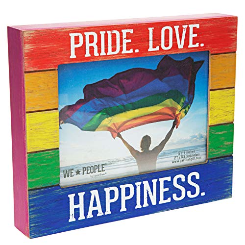 Pavilion Gift Company Pride. Love. Happiness. 5X7 Self-Standing Wall Hanging Picture Frame, Multicolor #TOP12