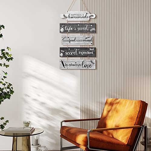 Geelin 5 Pcs Farmhouse Kitchen Wall Decor Wooden Rustic Dining Room Decorations Gray Vertical Kitchen Wall Art Hanging Kitchen Signs Kitchen Wall Decorations For Home Country Vintage Wall Pediments #TOP5