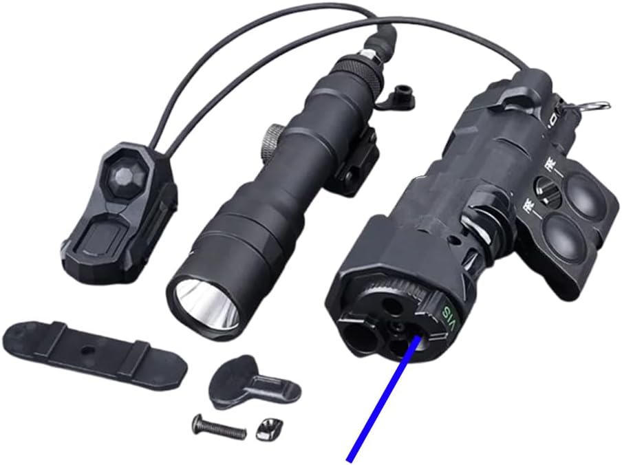 Nylon ML C1+ Box Aiming Laser Sight(with Red/Green/Blue Laser + IR Laser + IR Fill Light + LED Flashlight), & M600DF Flashlight, & AX Modular Dual Wire Remote Pressure Switch (SF+2.5) Set, Black