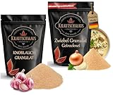 Knoblauch & Zwiebel Granulat Set von Krautschmaus – Küchenbasis für Saucen, Dips & Marinaden – Knoblauchgranulat & Zwiebelgranulat – Herzhafte Gewürze, je 70g