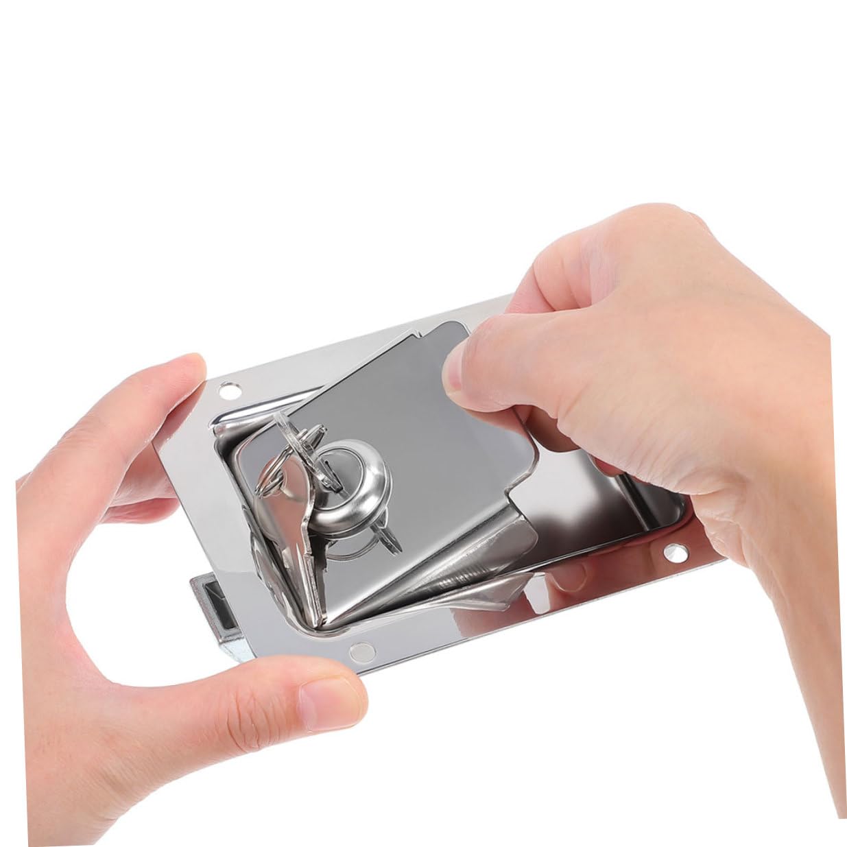 Serrure à Poignée à Palette Inox Encastrée avec Clés Loquet Anti-grincement pour Portes de Véhicules Camions Remorques et Coffres Marines