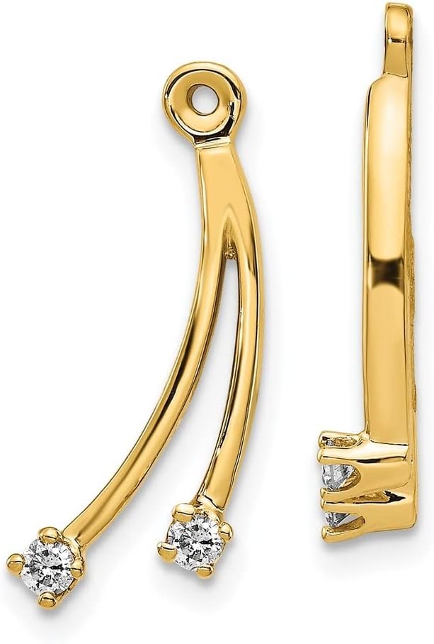 14K Yellow Gold 2 Stone Dangle Diamond Earring Jackets for Women (L- 20 mm, W- 9 mm), AFJ-QG-EJM5334-013-YA-MG
