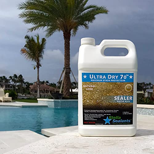 Ultra Dry 70 - Stone Sealer For Travertine Limestone Marble And Granite Tile - Natural Look Stain Proof Matte Finish (1 Gallon) #TOP4