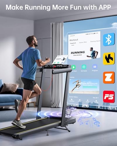 TOPUTURE Walking Pad Treadmill with 12% Incline and Handle Bar, 4 in 1 Folding Treadmill for Home/Office, Under Desk Treadmills Portable Walking Pad with App & Bluetooth Speaker, 0.6-10MPH - 3