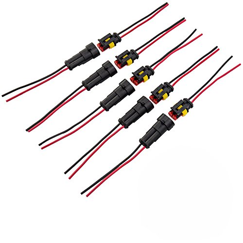 Medsuo 5 Sets 2 Pin Way Car Auto Super Sealed Waterproof Electrical Connectors Plug Socket Kit with Wire AWG Gauge Marine - Thumbnail 4