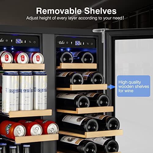 Wine and Beverage Refrigerator Upgraded, 24 Inch Beverage Refrigerator Cooler Dual Zone with Glass Door, Under Counter or Freestanding Beverage Fridge with Large Capacity, Advanced Cooling System on Fridge.com
