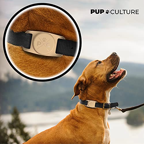 Image of Pup Culture Airtag Collar Holder - Protective Waterproof Case for GPS Tracker, Compatible With Apple iPhone (Tan)