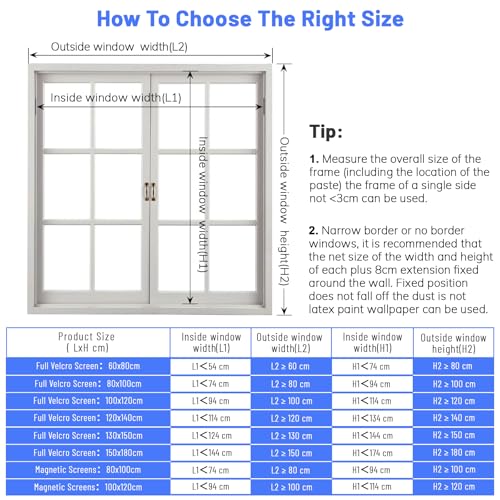Cinkee Fliegengitter Fenster 150x180cm, Insektenschutz Fenster werden mit starken Klettbändern für eine einfache Montage ohne Bohren geliefert, Schwarz