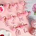 JSRQT Initial Letter S Keychain for Girls, Cute Pink Flower Resin Alphabet Keyrings, Flower Bag Charm Pendants with Sequins and Pink Poms, Car Keyring for Women Handbags Backpack Decor